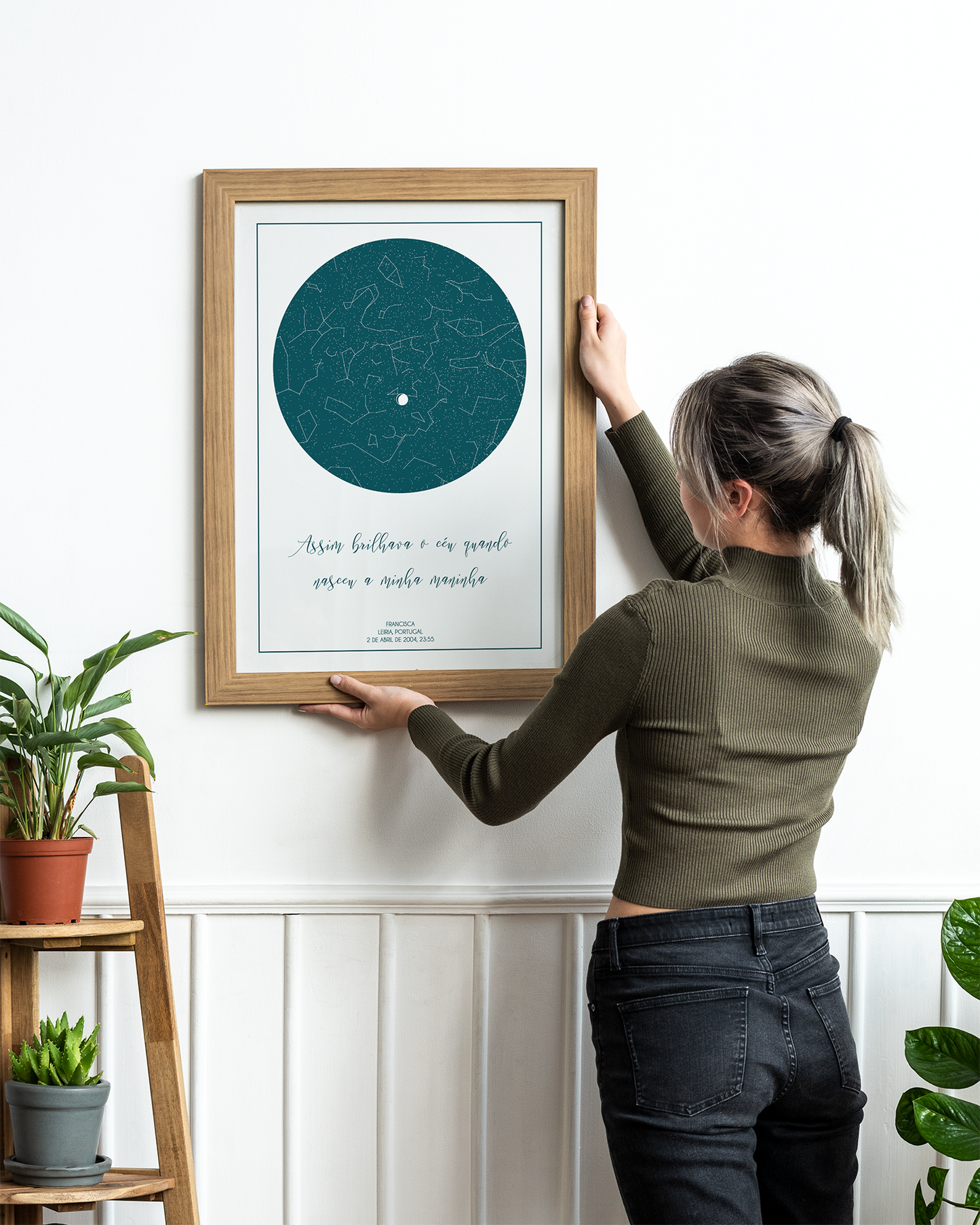Poster 30x40 com 1 Mapa de Estrelas