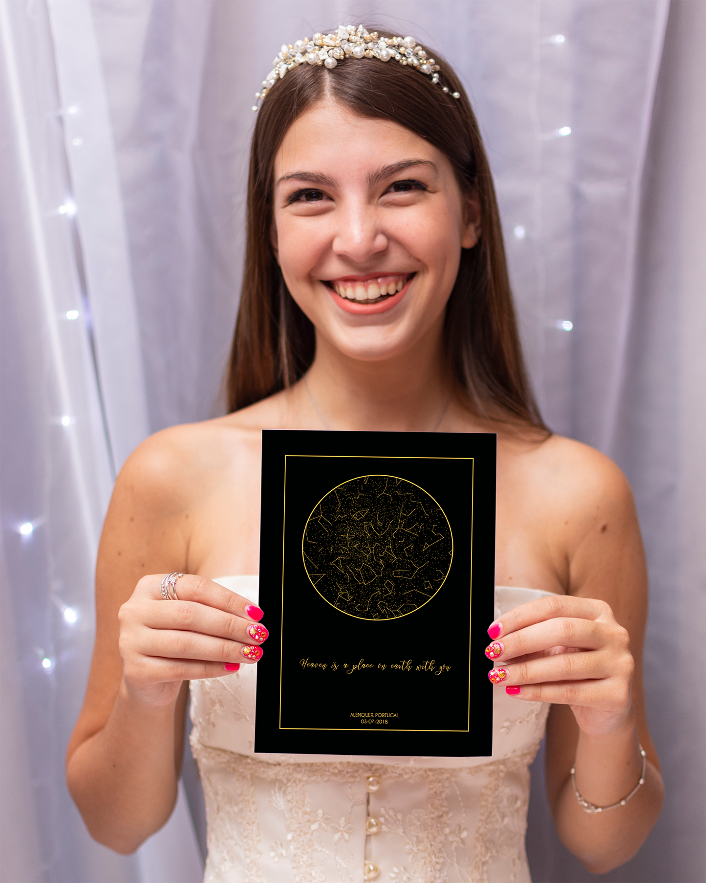 Poster 13x18 com 1 Mapa de Estrelas