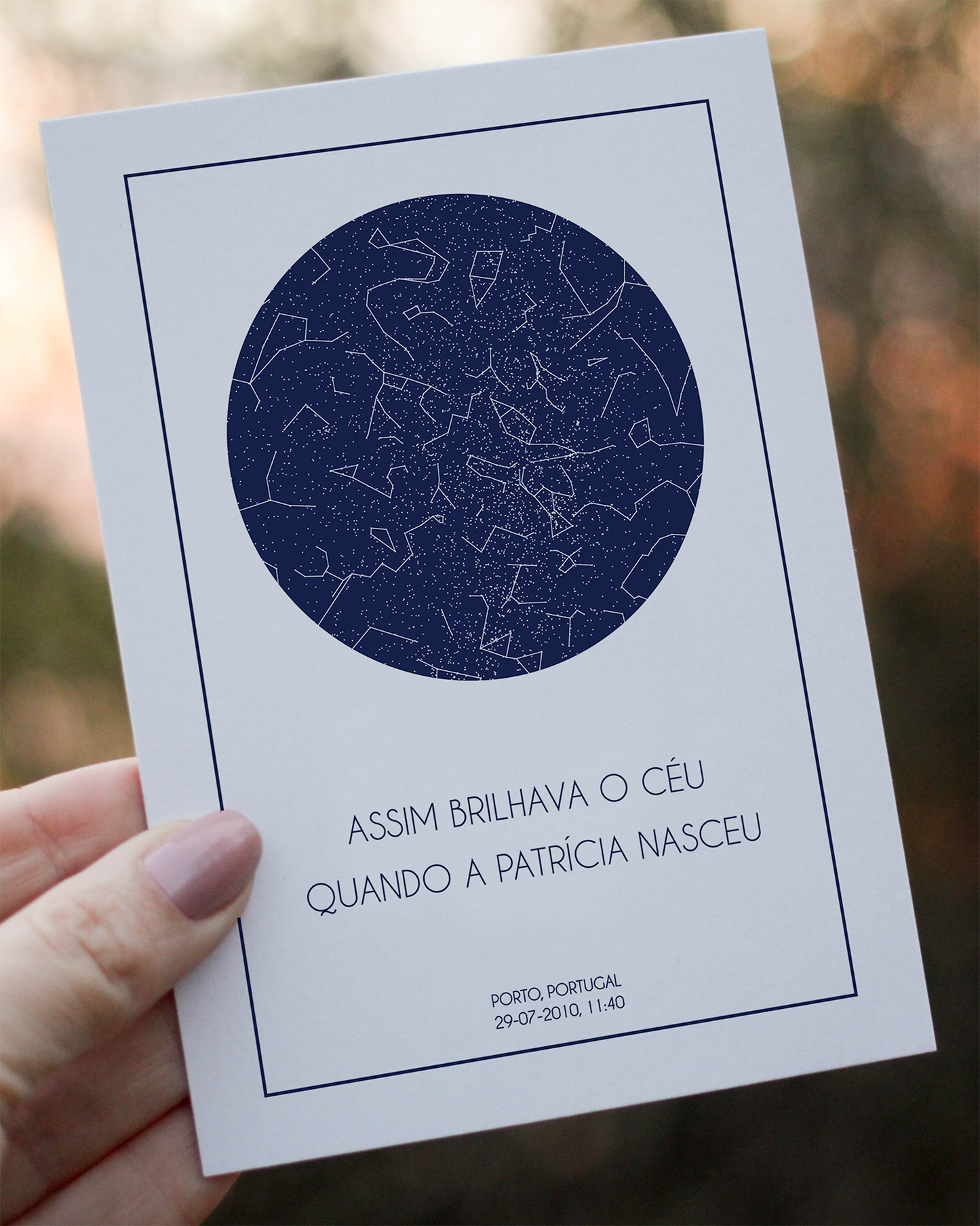 Poster 13x18 com 1 Mapa de Estrelas