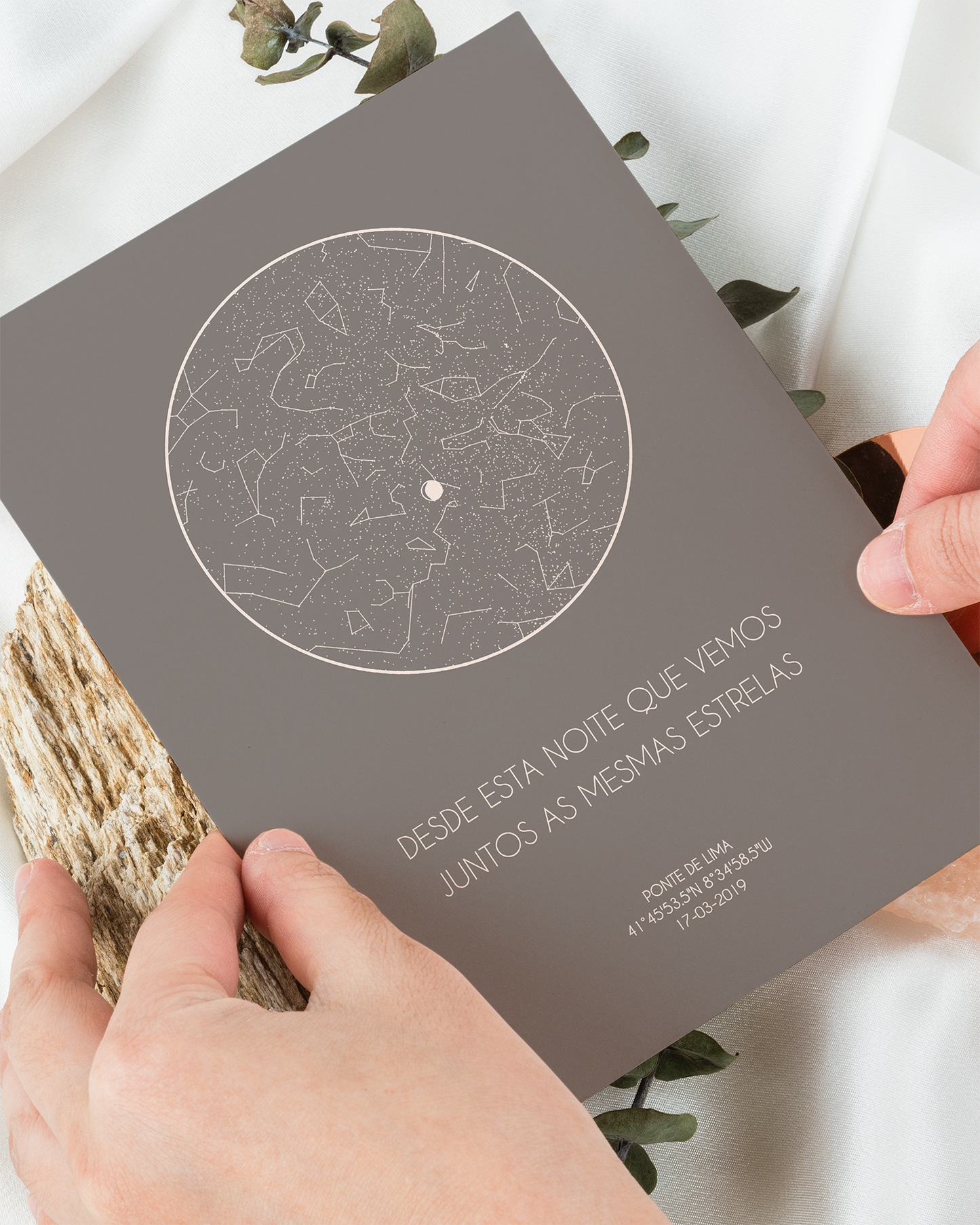 Poster 13x18 com 1 Mapa de Estrelas