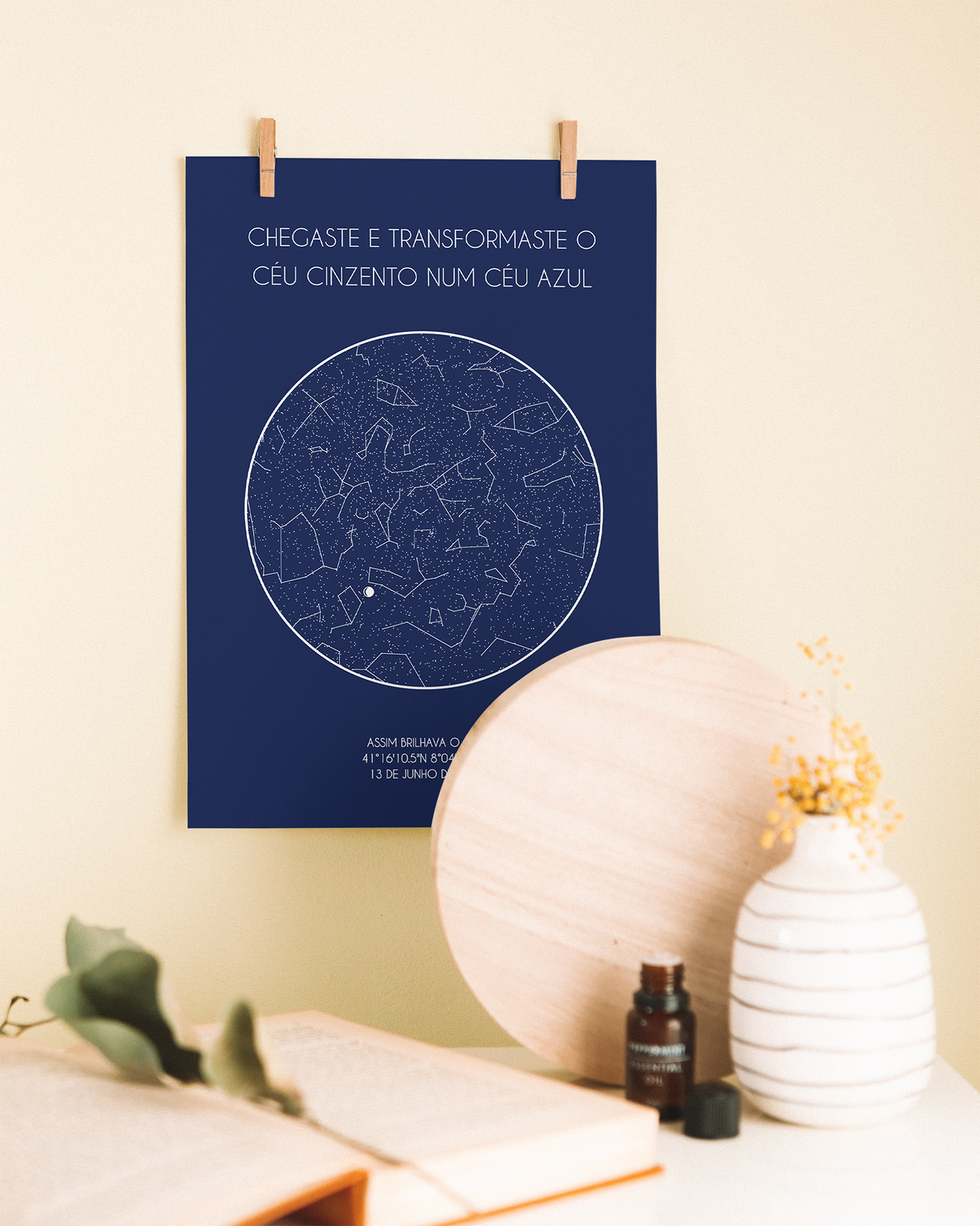 Poster 18x24 com 1 Mapa de Estrelas