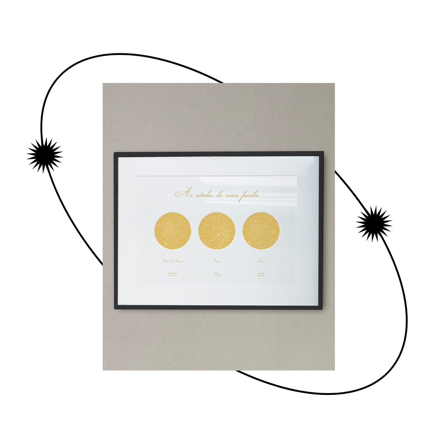 Poster 40x50 com 3 Mapas de Estrelas