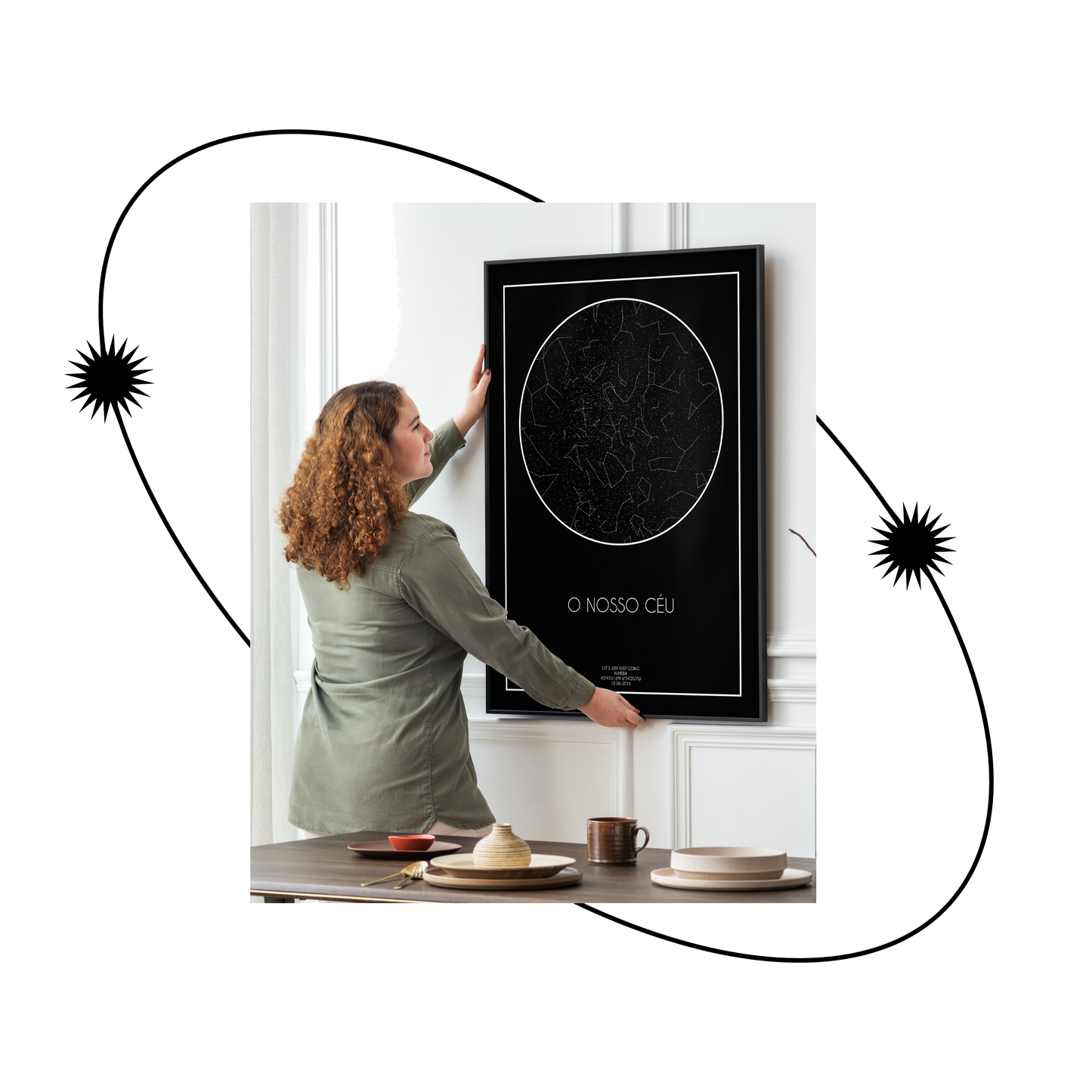 Poster 50x70 com 1 Mapa de Estrelas