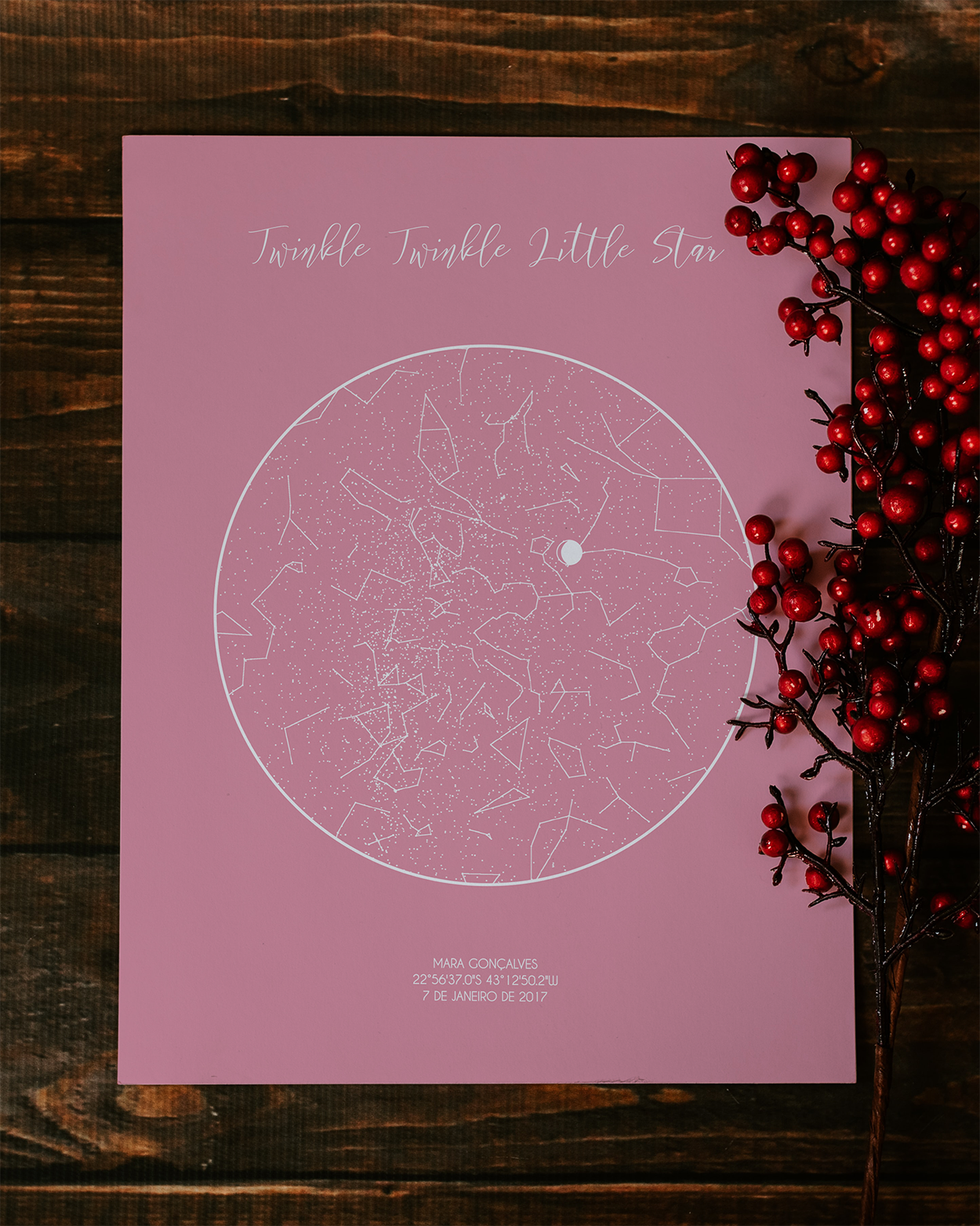 Poster 18x24 com 1 Mapa de Estrelas