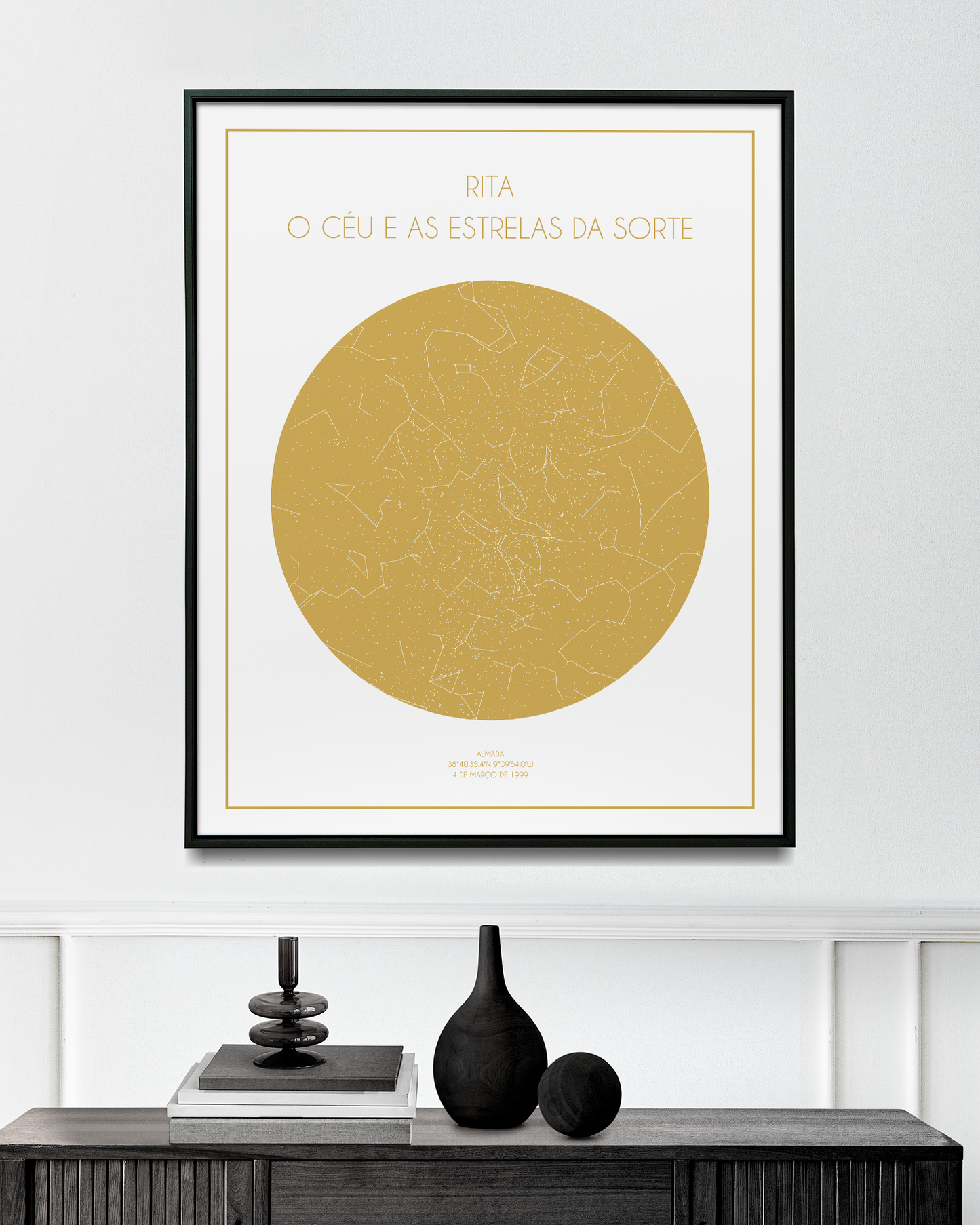 Poster 40x50 com 1 Mapa de Estrelas