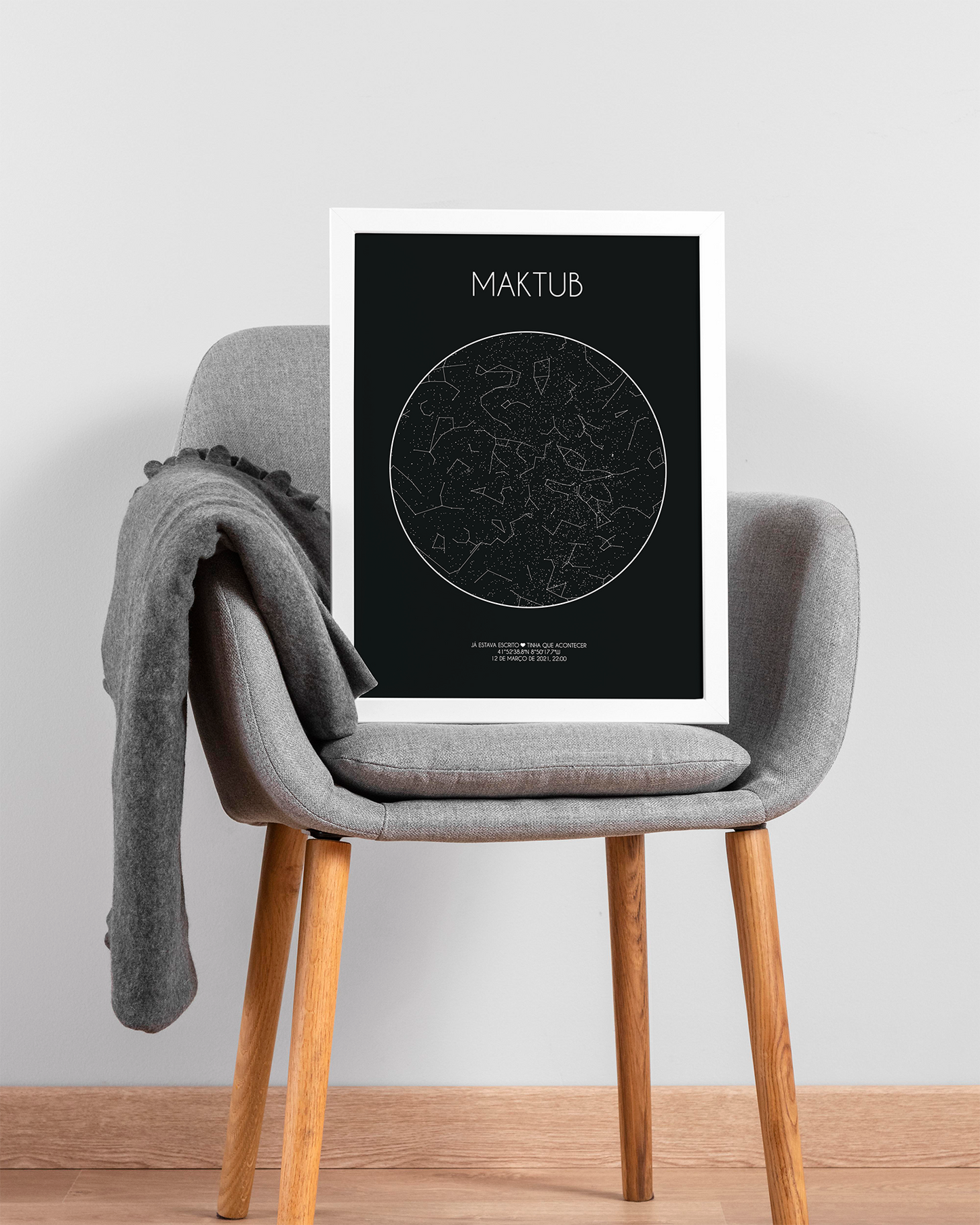 Poster 30x40 com 1 Mapa de Estrelas