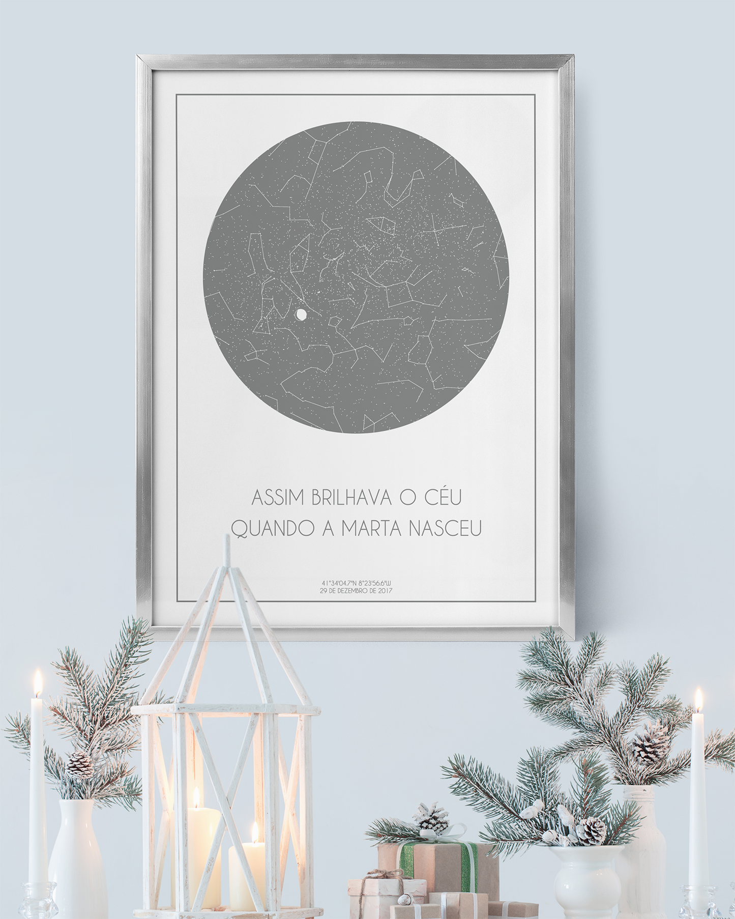 Poster 30x40 com 1 Mapa de Estrelas