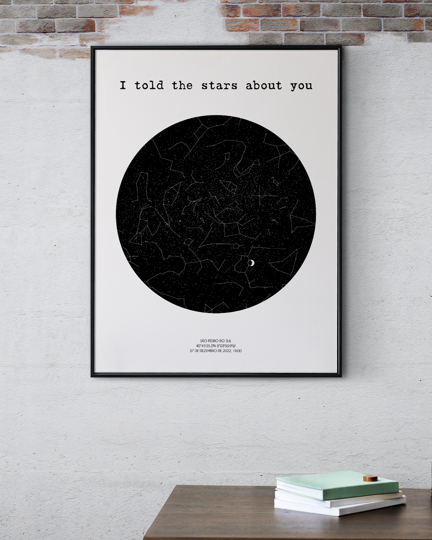 Poster 40x50 com 1 Mapa de Estrelas