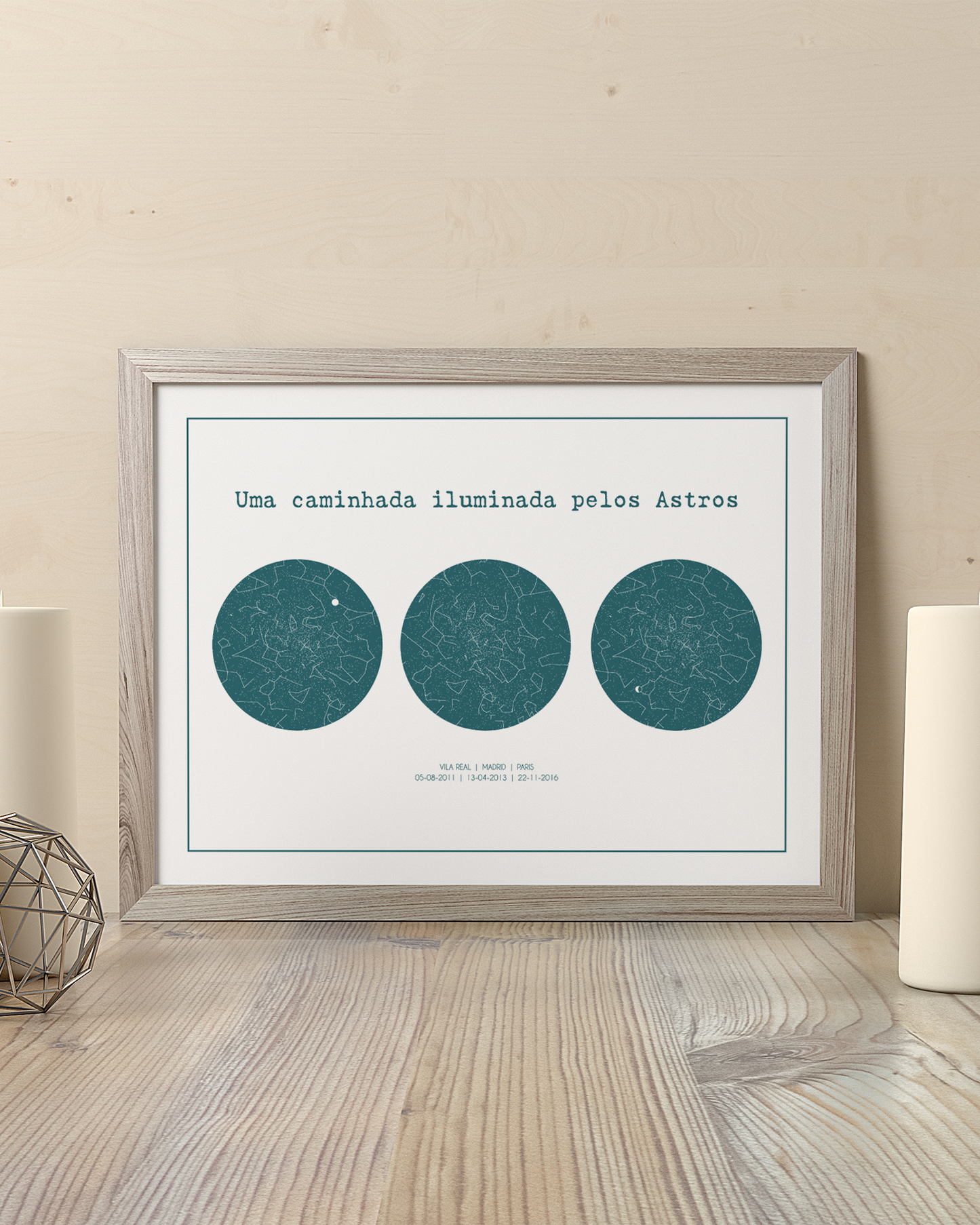 Poster 30x40 com 3 Mapas de Estrelas