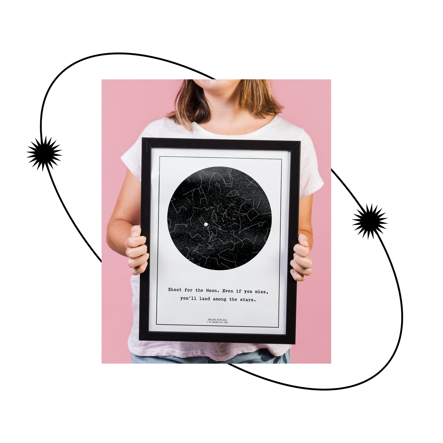 Poster 21x30 com 1 Mapa de Estrelas