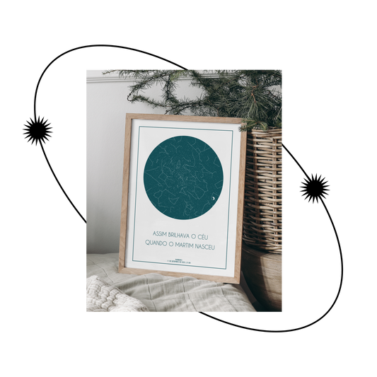 Poster 30x40 com 1 Mapa de Estrelas